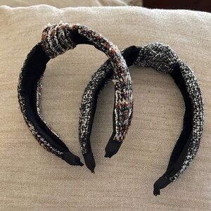 Stylish Tweed Headbands - Black and Brown (Set of Two)